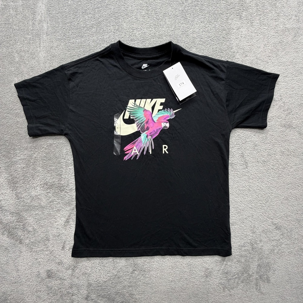 Nike Air Shirt Youth‎ Large Black Loose Fit Parrot Bird Graphic Tee T-Shirt